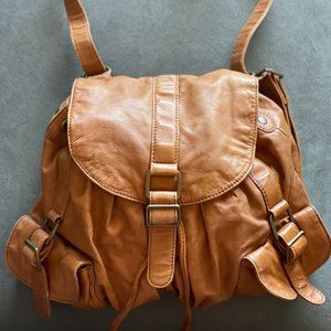Tarnish Tan/Chestnut Convertible Leather Backpack/ Purse